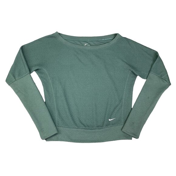 Nike Shirt Womens S Small Green Dri Fit Downtown Epic Crew Long Sleeve Heavy - Picture 1 of 13